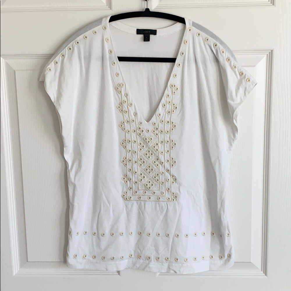 J. Crew Eyelet V neck EUC